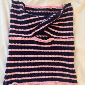 Striped Pink and Black Knit Top